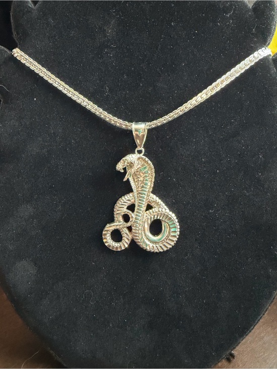 Other - Sterling Silver 925 Cobra Snake Pendant 21” 35g Statement Necklace